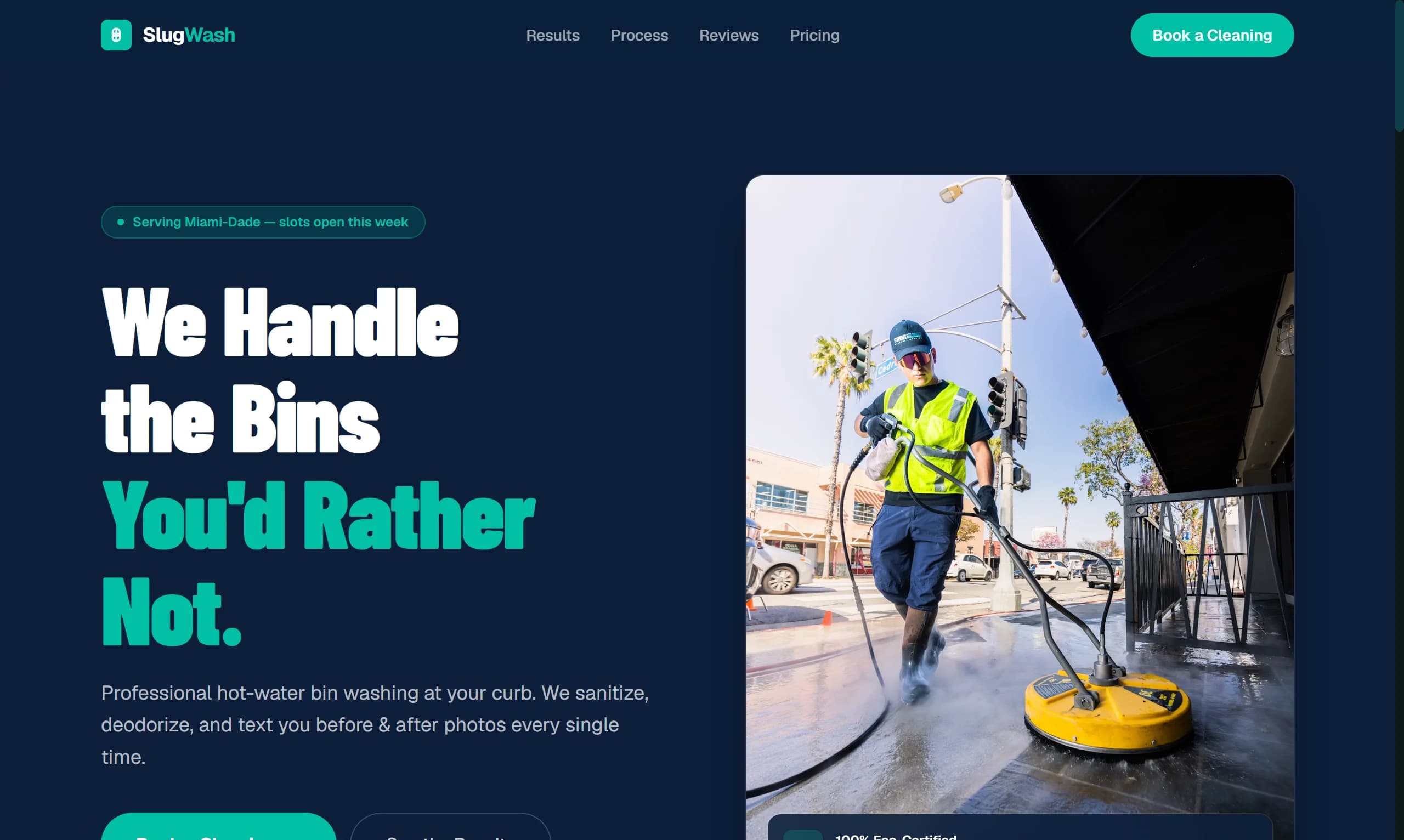 SlugWash — bin cleaning site with online booking